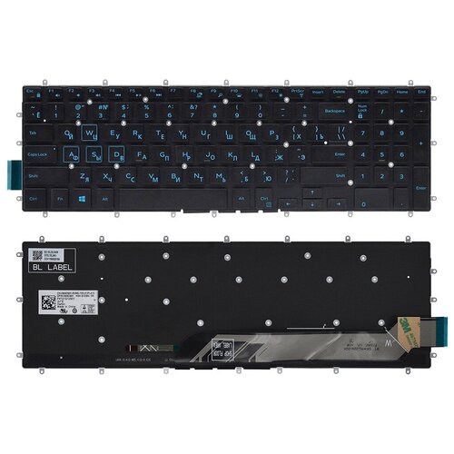 Клавиатура для ноутбука Dell G3 15 3590 черная с синими клавишами