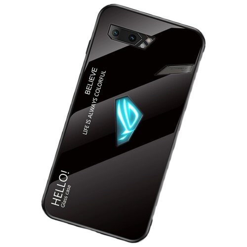 фото Чехол-бампер mypads для asus rog phone 2 стеклянный из закаленного стекла с эффектом градиент зеркальный блестящий переливающийся черный