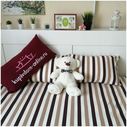 Простыня на резинке с рисунком Полоска 80х180х20 см, трикотаж 100% хлопок 145 г/м2, Купи в дом – онлайн