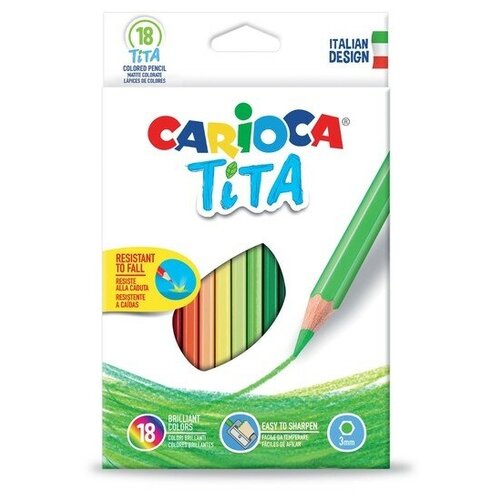 CARIOCA Карандаши 18 цветов Carioca Tita, грифель 3.0 мм, шестигранные, пластиковые