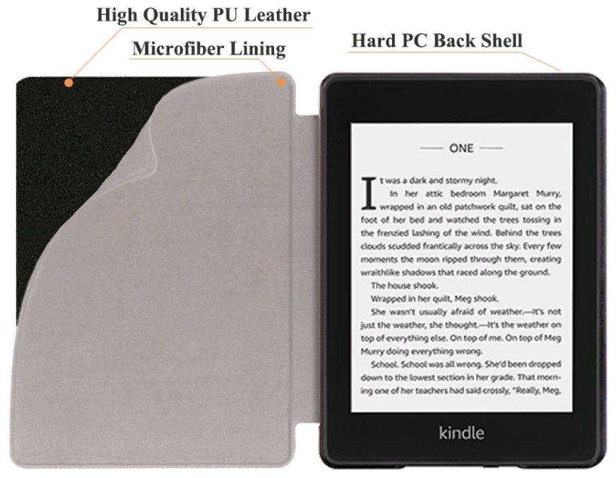 Чехол-обложка MyPads для Amazon Kindle PaperWhite 2018 из качественной эко-кожи с функцией включения-выключения и возможностью быстрого снятия че.