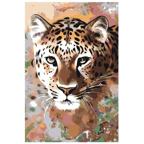 Картина по номерам, Живопись по номерам, 48 x 72, A63, леопард, иллюстрация, животное, дикий, спокойствие, чёрная точка, кошка картина по номерам живопись по номерам 48 x 72 a432 леопард животное дикий окрас