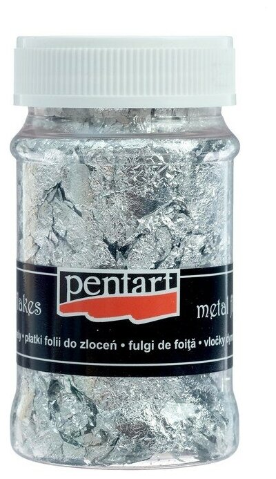 Поталь в хлопьях Pentart 100 мл, серебро