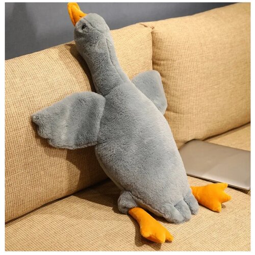 Мягкая игрушка Гигантский гусь Толстяк 90 см / подушка-обнимашка утка, серый