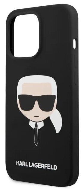 Lagerfeld для iPhone 13 Pro Max чехол Liquid silicone Karl's Head Hard Black