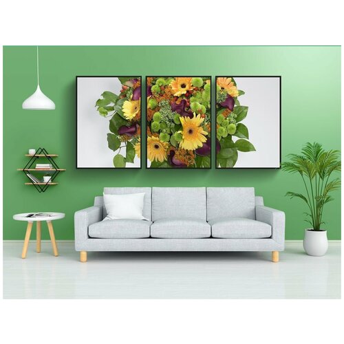 фото Набор модулных постеров для интерьера "букет, цветы, декоративный" 60x90 см. в тубусе, без рамки lotsprints