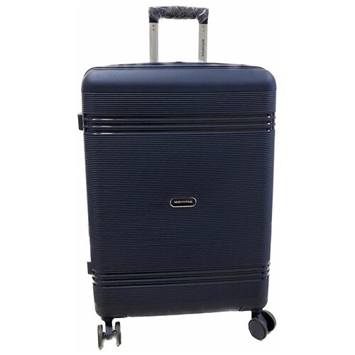 фото Чемодан, mironpan, полипропилен, большой, темно-синий, с дополнительным расширением