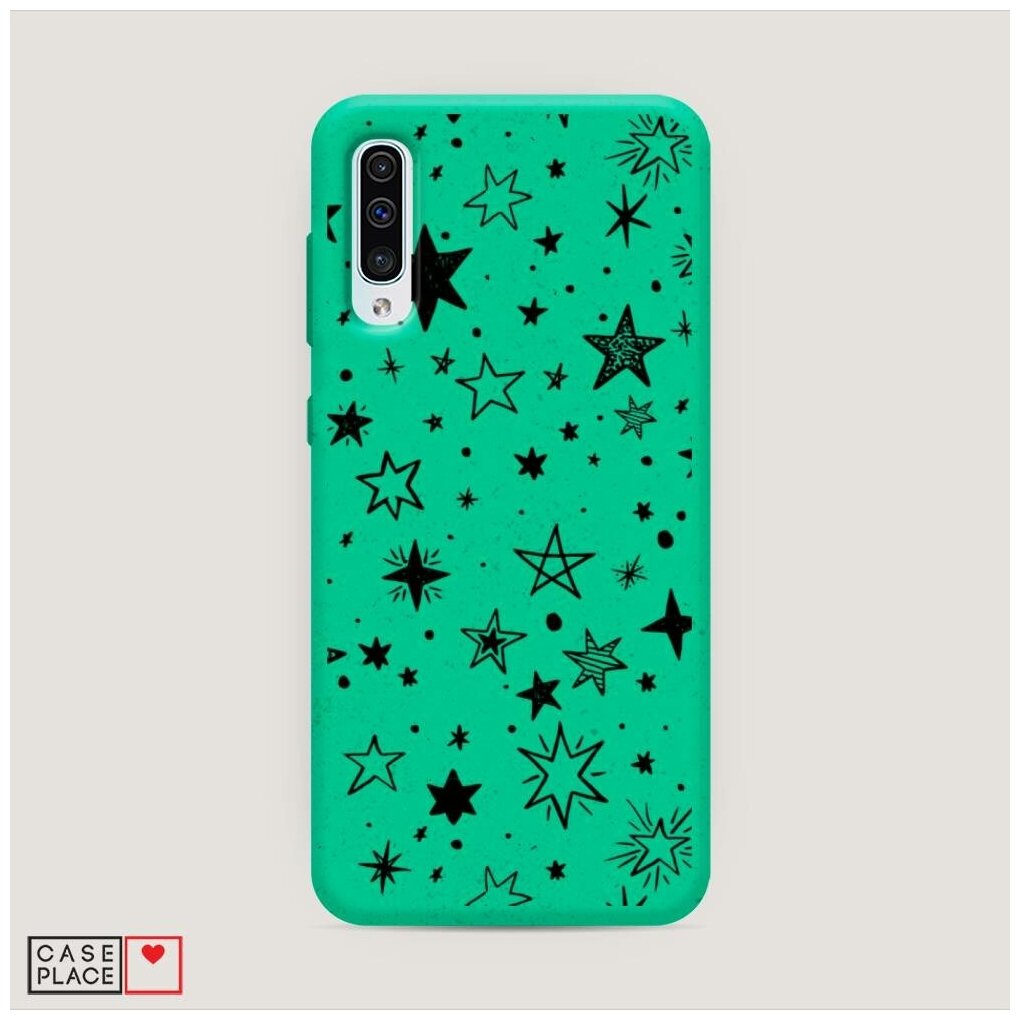Эко чехол "Звездочки графика черная" на Samsung Galaxy A50 / Самсунг Галакси А50
