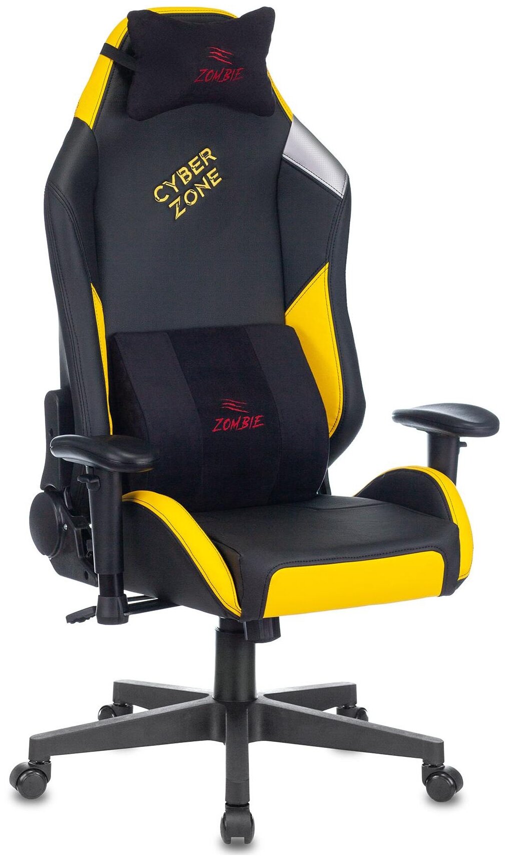 Кресло Zombie Hero Cyberzone Pro эко.кожа черный/желтый - фотография № 1