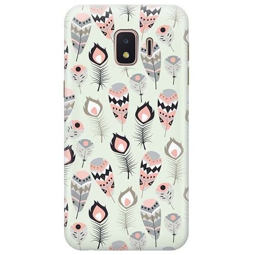 фото Ультратонкий силиконовый чехол-накладка для samsung galaxy j2 core с принтом "перья бохо" gosso