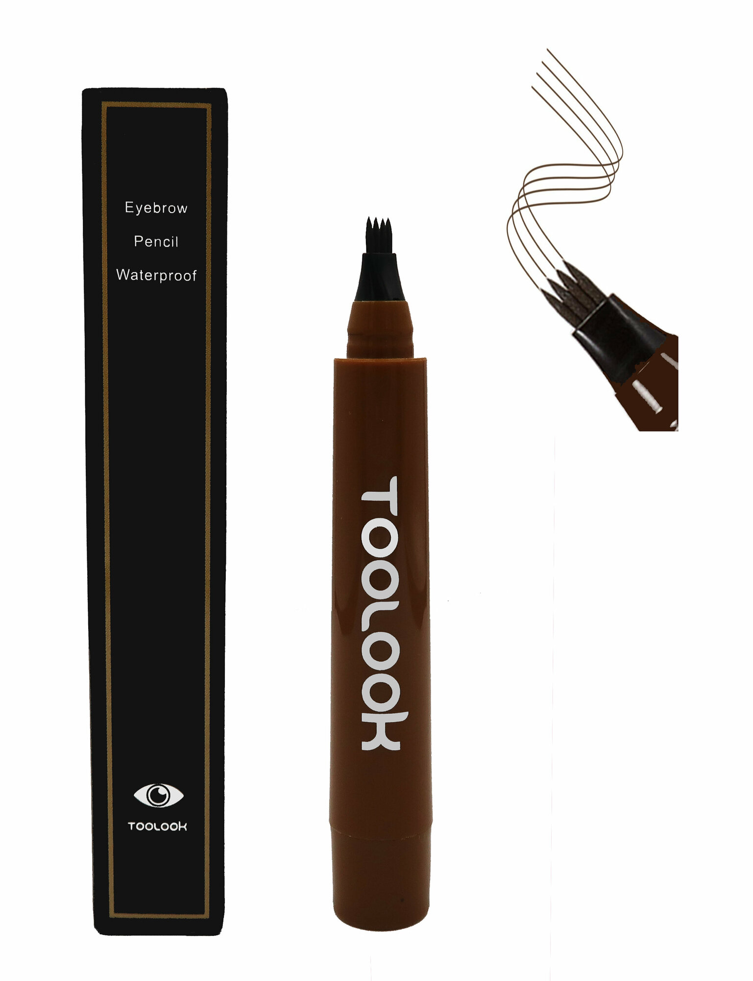 TooLook Карандаш для бровей с эффектом микроблейдинга, водостойкий маркер, лайнер, тон №5 тёмно-коричневый 3.5 мл