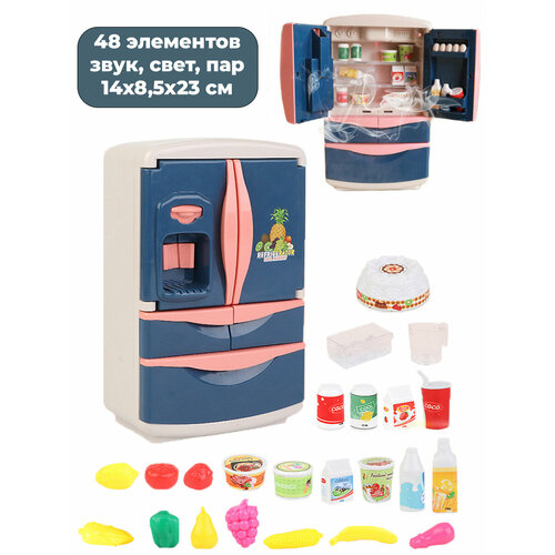 Игрушечный холодильник детская кухня со светом звуком паром и продуктами 14х8,5х23 см детская кухня со светом паром и звуком 87 предметов подарок 8 марта