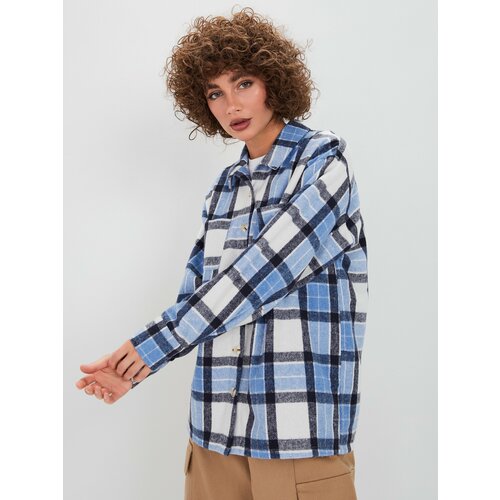 фото Рубашка disorelle, повседневный стиль, оверсайз, длинный рукав, карманы, утепленная, размер l, синий, голубой