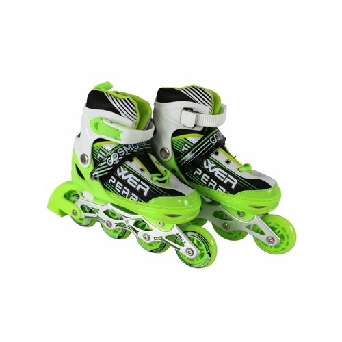 Ролики раздвижные INGAME Aqua, роликовые коньки детские, бело-зеленые, 27-30