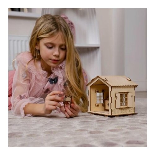 деревянный развивающий конструктор домик тик так сборная модель из дерева для кукол кукольный домик Деревянный кукольный Мини Домик (1 этаж) для кукол 7-13 см