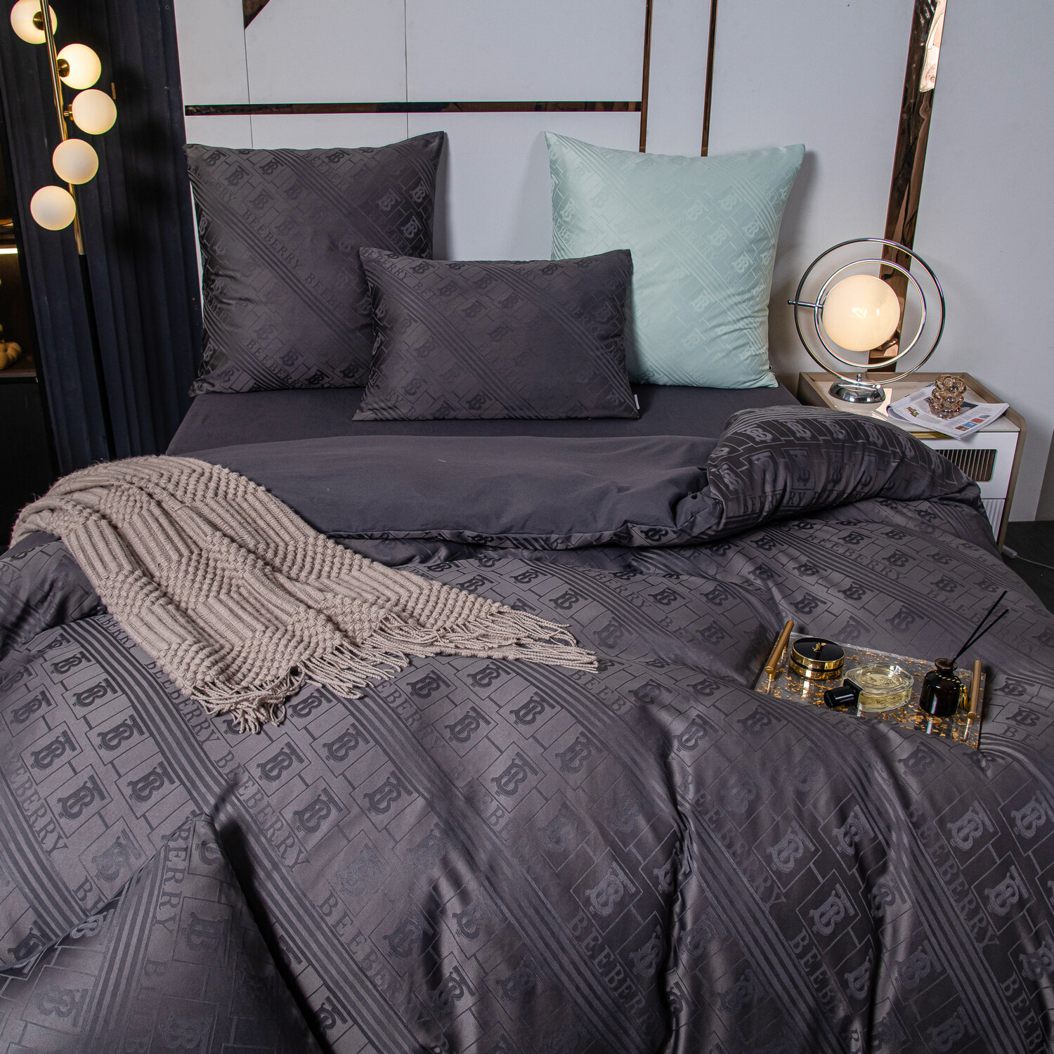 Комплект постельного белья 1.5 спальный Сатин Жаккард GC002, 50х70 - фотография № 4
