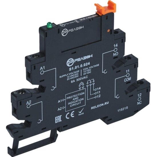 фото Интерфейсный модуль реле релеон 1 CO контакт 6А, 12В AC/DC, винтовые зажимы, RM151001200