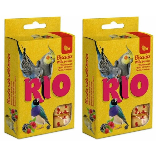 RIO Лакомство для птиц Бисквиты с лесными ягодами, 5 х 7 г, 2 уп лакомство rio арахис пакет для подкармливания и привлечения птиц 4х150 г
