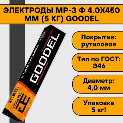 Электроды МР-3 ф 4.0х450 мм (5 кг) Goodel серебристый