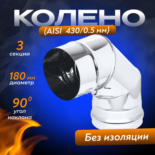 утеплённое поворотное колено ø80 100 угол 90 Колено из нержавеющей стали (AISI 430/0,5мм) 90 градусов (180)