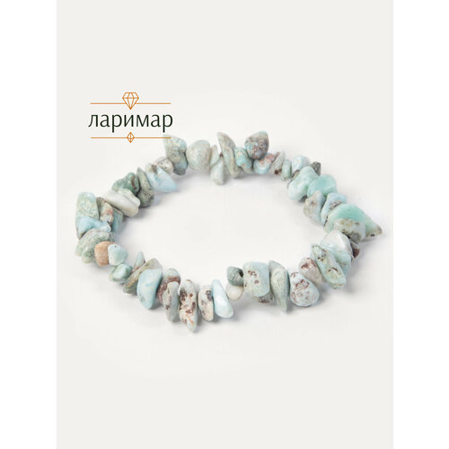 фото Эластичный браслет bl jewelry, ларимар, 1 шт., размер 21 см, диаметр 6.7 см, синий, голубой, черный