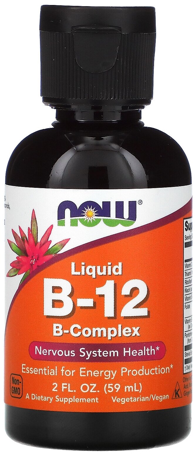 Изображение NOW Foods, Liquid B-12 B-Complex, Жидкий B-12, B-комплекс (59 мл)