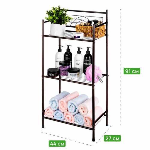 Стеллаж для ванной комнаты 44х27х91 см EL Casa Коричневый с 3-мя полками 1955₽