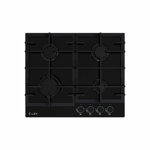 Встраиваемая варочная панель газовая LEX GVG 642-1 BBL 60см закалённое стекло электроподжиг чугунные решетки газ-контроль цвет черный 2265800₽