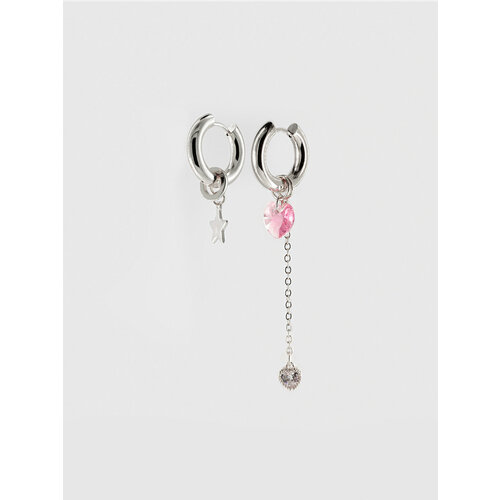 Серьги-трансформеры Pinkcode studio, кристаллы Swarovski, розовый, серебряный