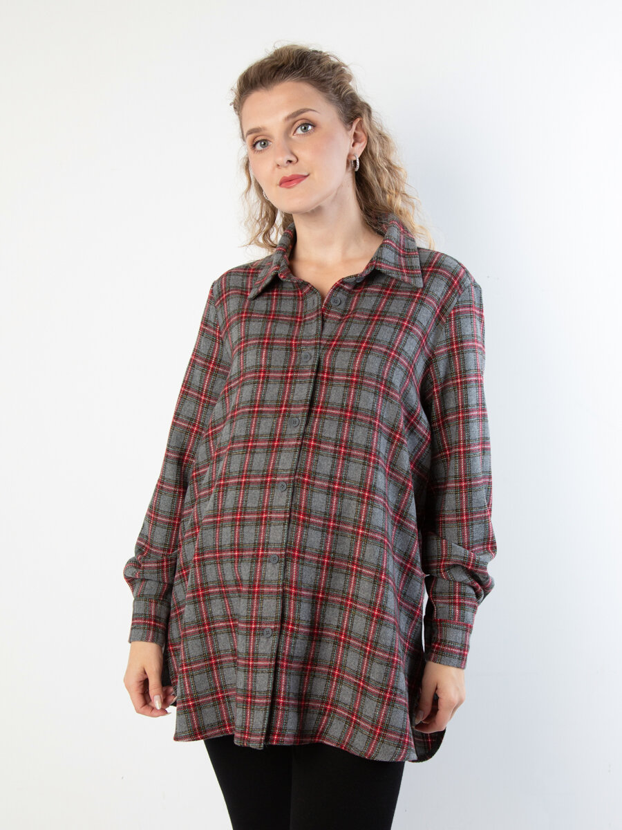 Рубашка для кормящих мам Мамуля Красотуля для будущих мам размер 50-52 серый красный