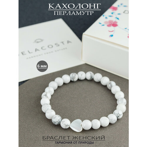 Браслет DELACOSTA кахолонг перламутр 1 шт размер 19 см размер XL белый 689₽