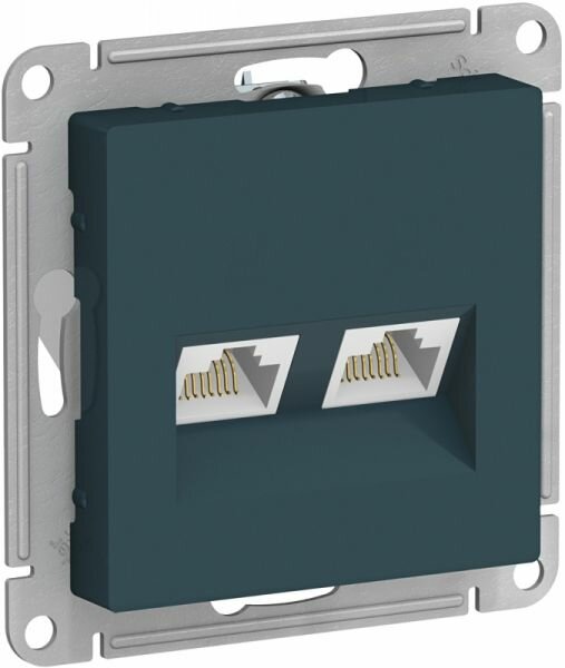 1 шт. Systeme Electric AtlasDesign Изумруд Розетка двойная компьютерная RJ45+RJ45, кат.5E, механизм, ATN000885