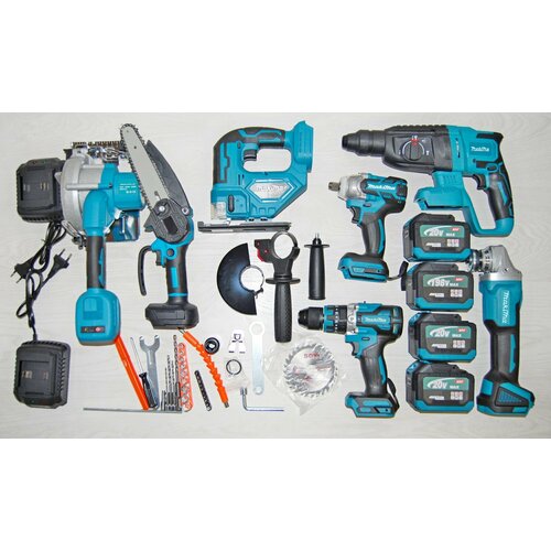 Аккумуляторный набор электроинструментов 7 в 1, АКБ по 8 Ан