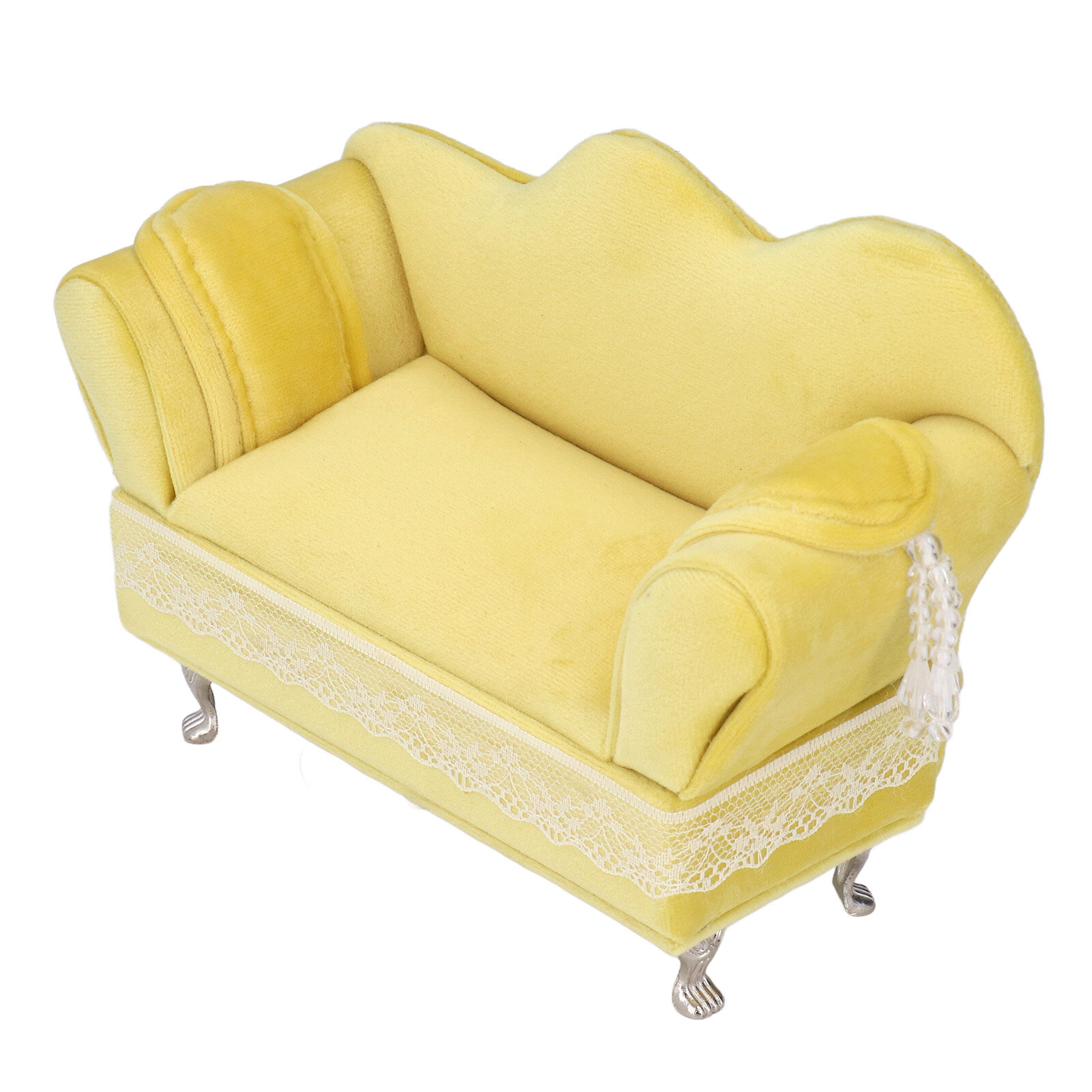 Миниатюрный кресло из мягкого фланелевого материала для кукольного домика украшение и коробка для хранения ювелирных украшений кремово-желтое 18 x 13 x 7 см