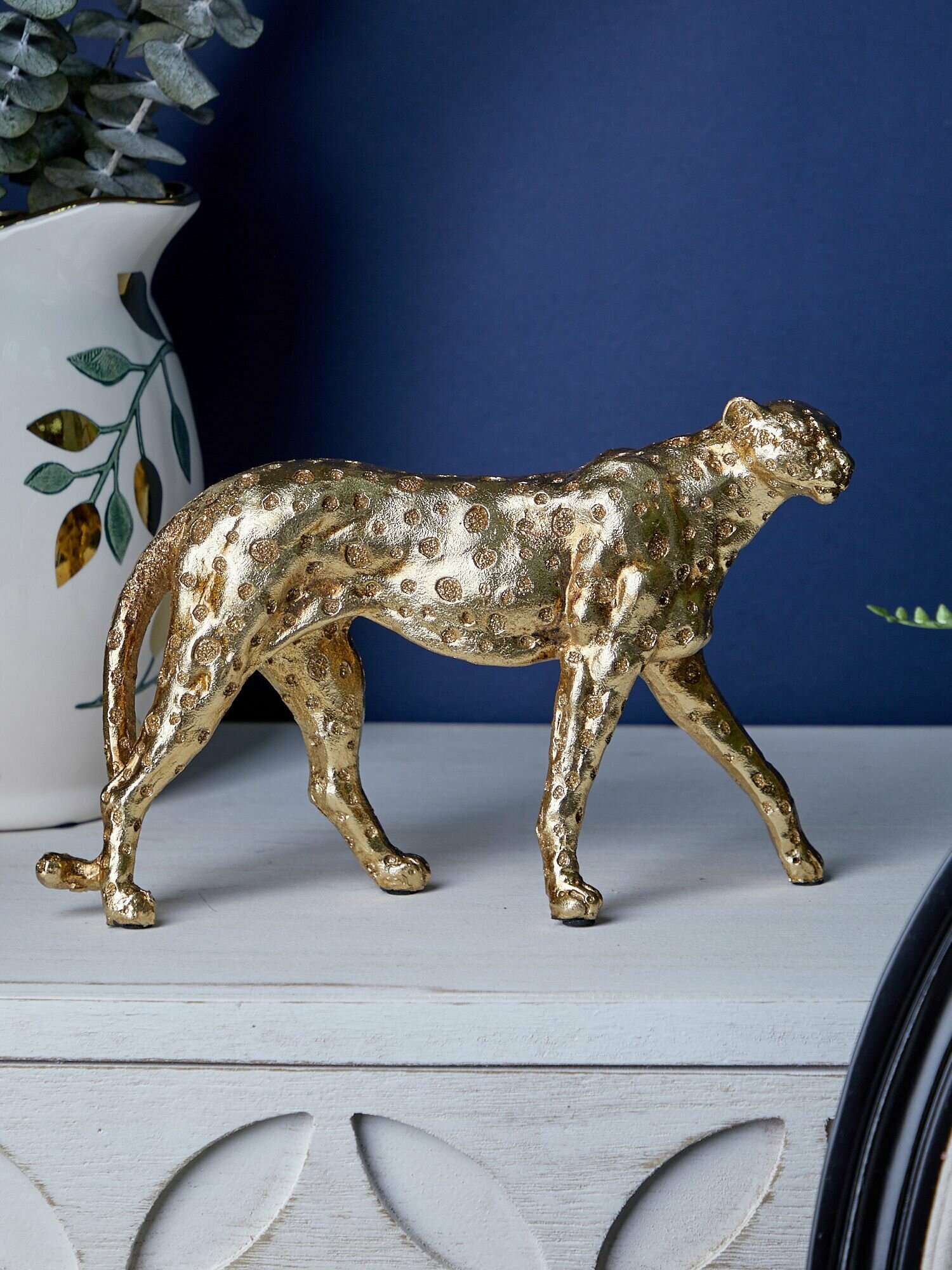 70 019 Фигурка Леопард 28х10х17см  Полисмолы  золотистый  Glasar