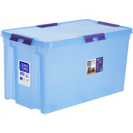 Контейнер с крышкой и клипсами Rox Box 80л серия HOME  голубой