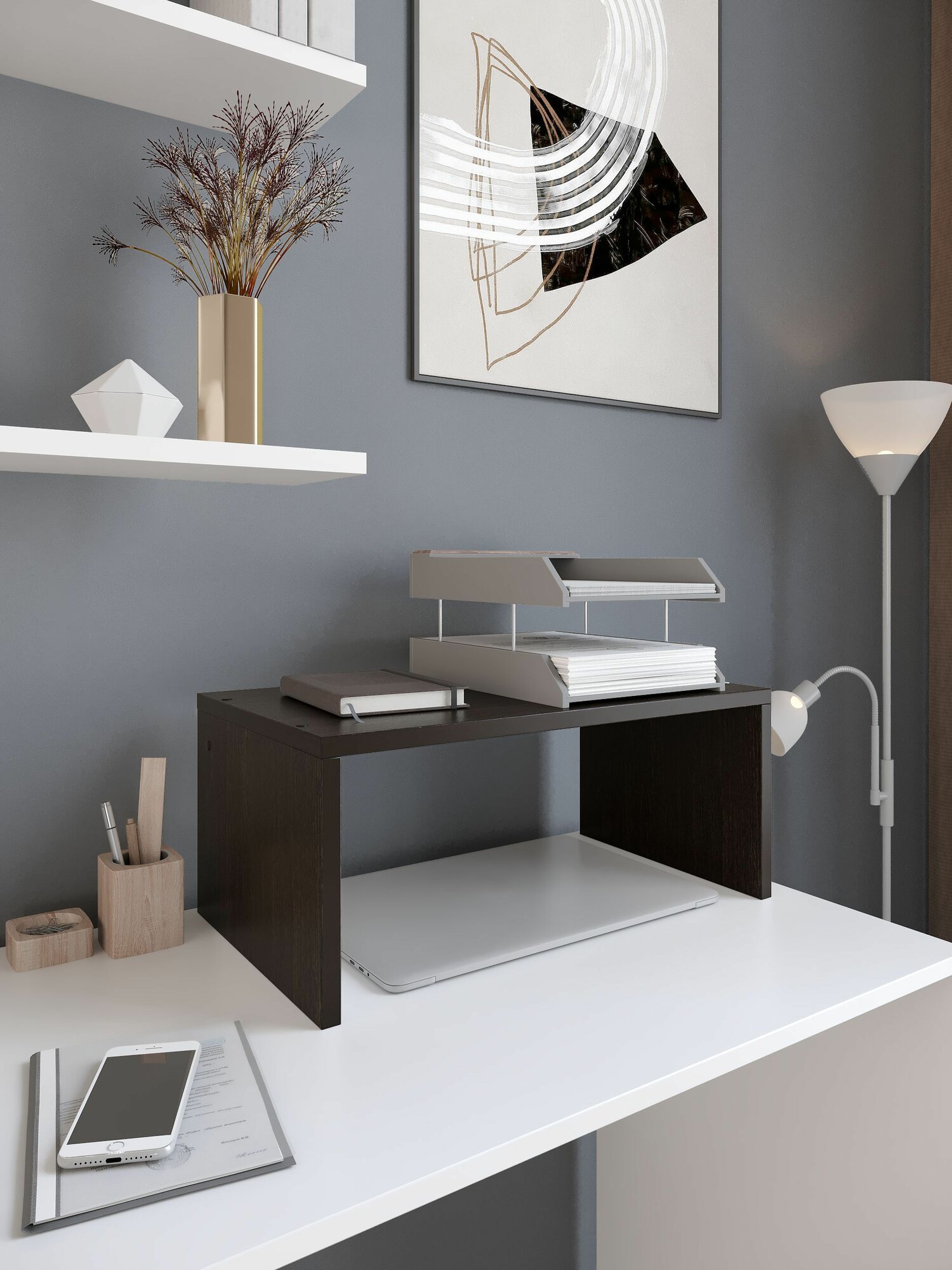 Полка настольная Философия уюта, для СВЧ печи, коричневая, 50х29.5х20 см — фото 1