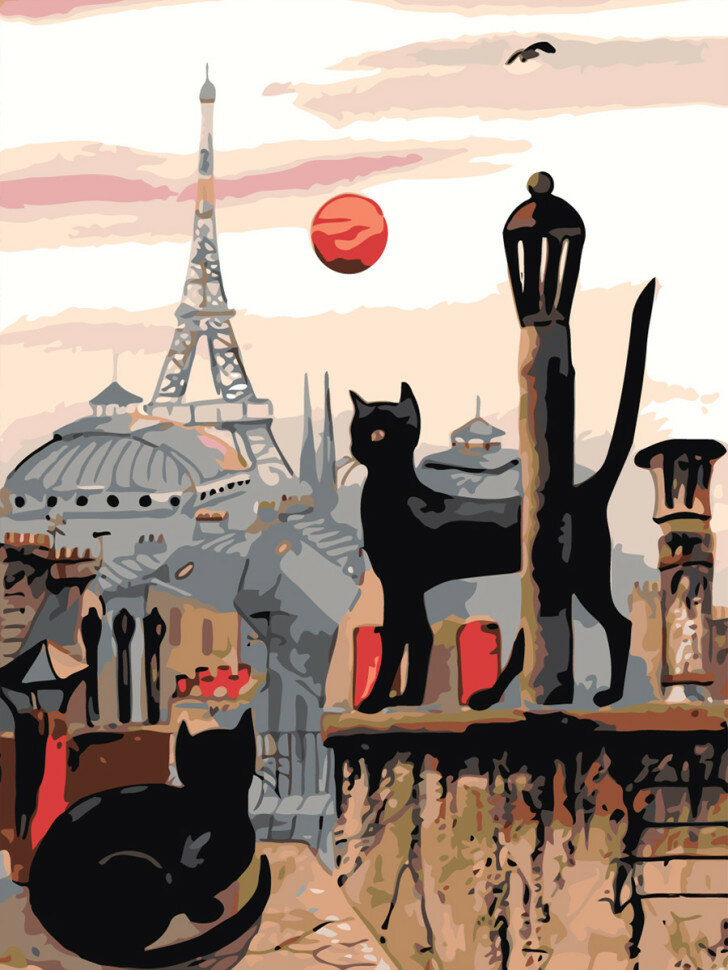 Картина по номерам "Кошки на крыше" — фото 1