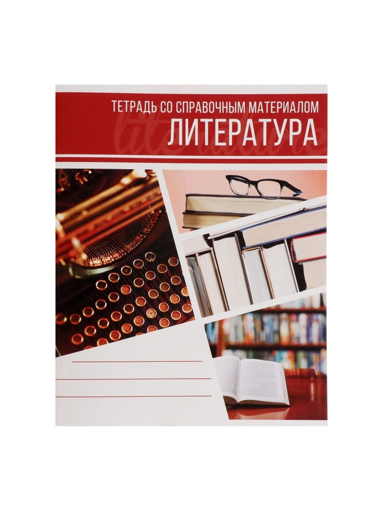 Тетрадь предметная 48 листов в линейку Calligrata, «Коллаж. Литература», обложка мелованный картон — фото 1