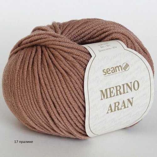 фото Пряжа seam merino aran сеам мерино аран, 17 пралине, 100% мериносовая шерсть экстрафайн супервош, 50г, 87м, 1 моток