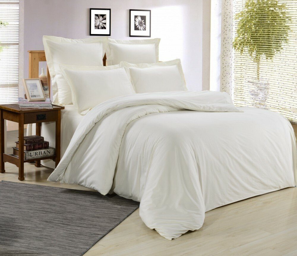 2 спальный комплект постельного белья сатин белый