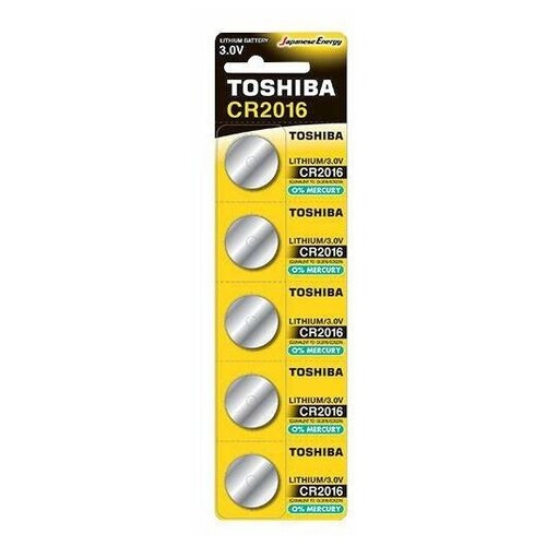 Toshiba, Элемент питания литиевая CR2016/5BL 100BOX, 5 штук в блистере toshiba элемент питания литиевая cr2016 5bl 100box 5 штук в блистере