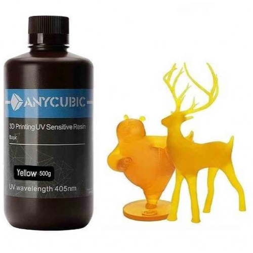 Фотополимерная смола Anycubic Basic UV Resin для 3D принтера 0.5 кг - полупрозрачный желтый (translucent yellow)