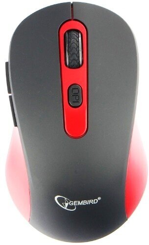 Мышь беспроводная Gembird MUSW-221-R энергосберегающая, черно-красная