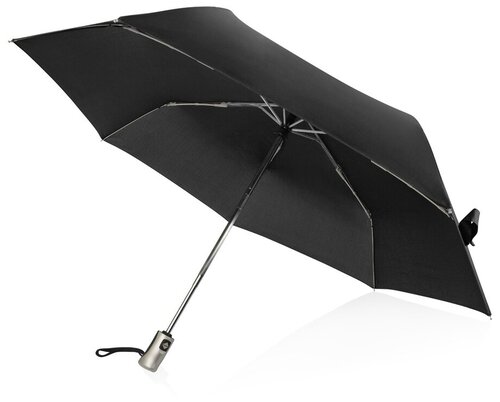 Мини-зонт Voyager, автомат, 3 сложения, 7 спиц, черный, серебряный