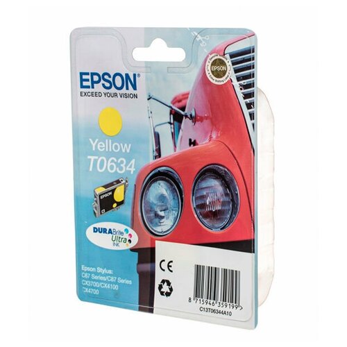 Картридж Epson C13T06344A10, 420 стр, желтый epson картридж оригинальный epson c13t09c44a 108 желтый 7 2k 70 мл