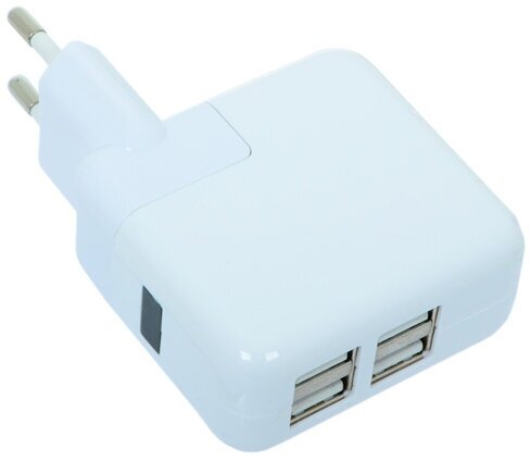 Зарядное устроиство USB от сети питания 220В Gmini GM-WC-184-4USB с 4 USB портами, белый