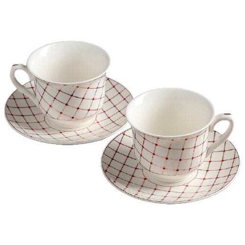 фото Доляна набор чайных пар мавия 4 предмета 220 мл белый/золотой