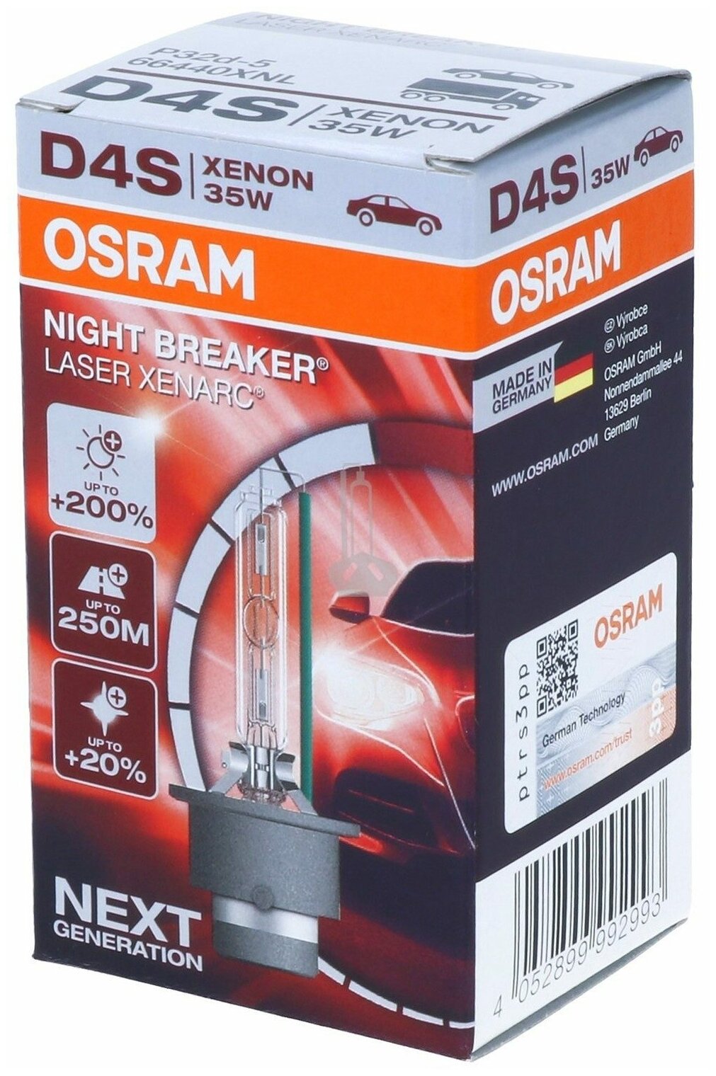 Лампа автомобильная ксеноновая OSRAM XENARC NIGHT BREAKER LASER D4S 66440XNL 35W P32d-5 1 шт.