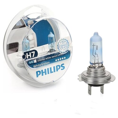 Лампа PHILIPS White Vision H7 12V + W5W - 2шт. (Комплект - 2 шт.) PHILIPS-12972WHVSM